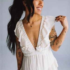 HYFVE Cream Ruffled Dress